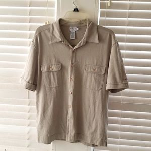 Calvin Klein  mens short sleeve button down casual shirt ,Size L